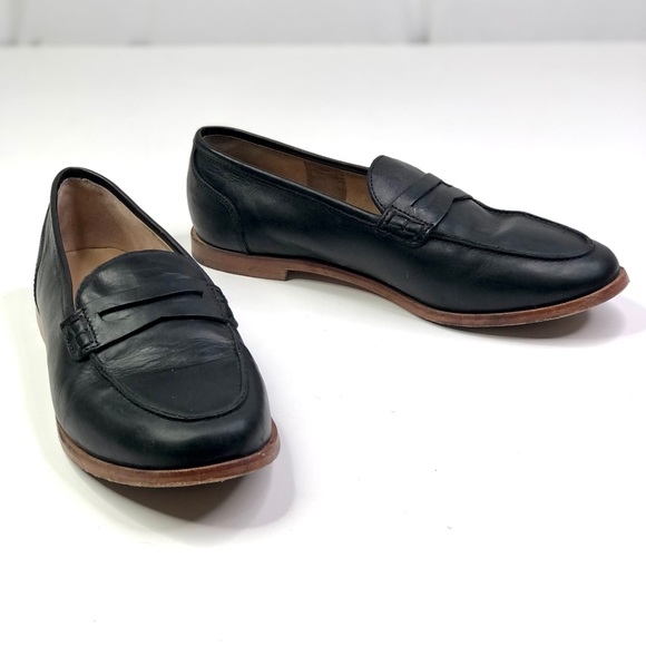 J. Crew Ryan black leather penny loafers almond toe 8.5